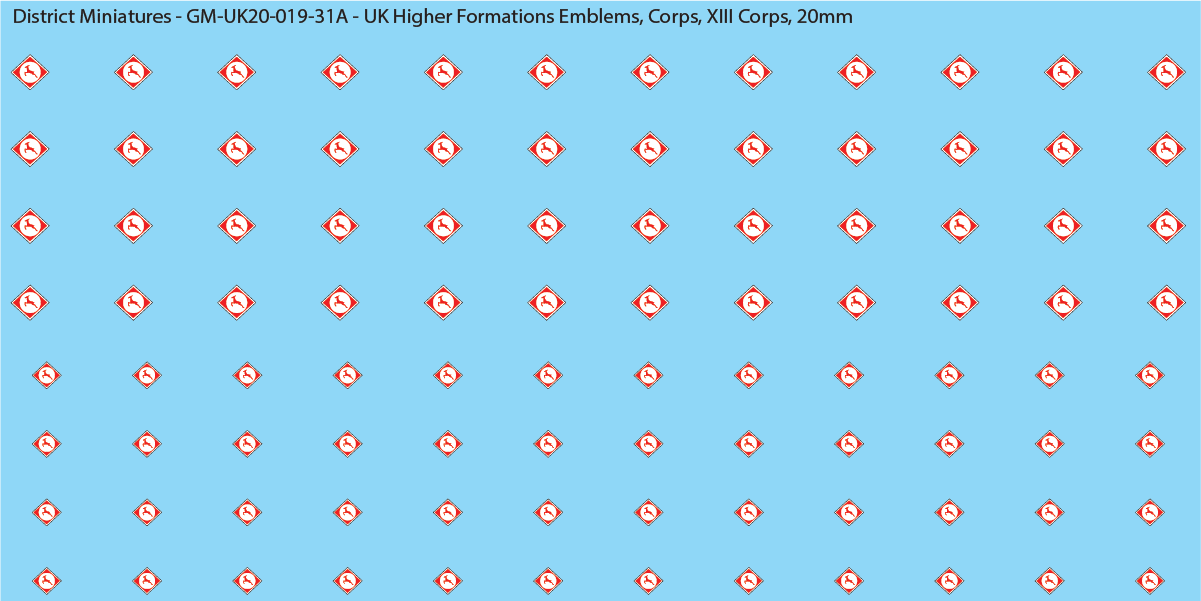 WW2 British - UK Higher Formations Emblems, 20mm Decals