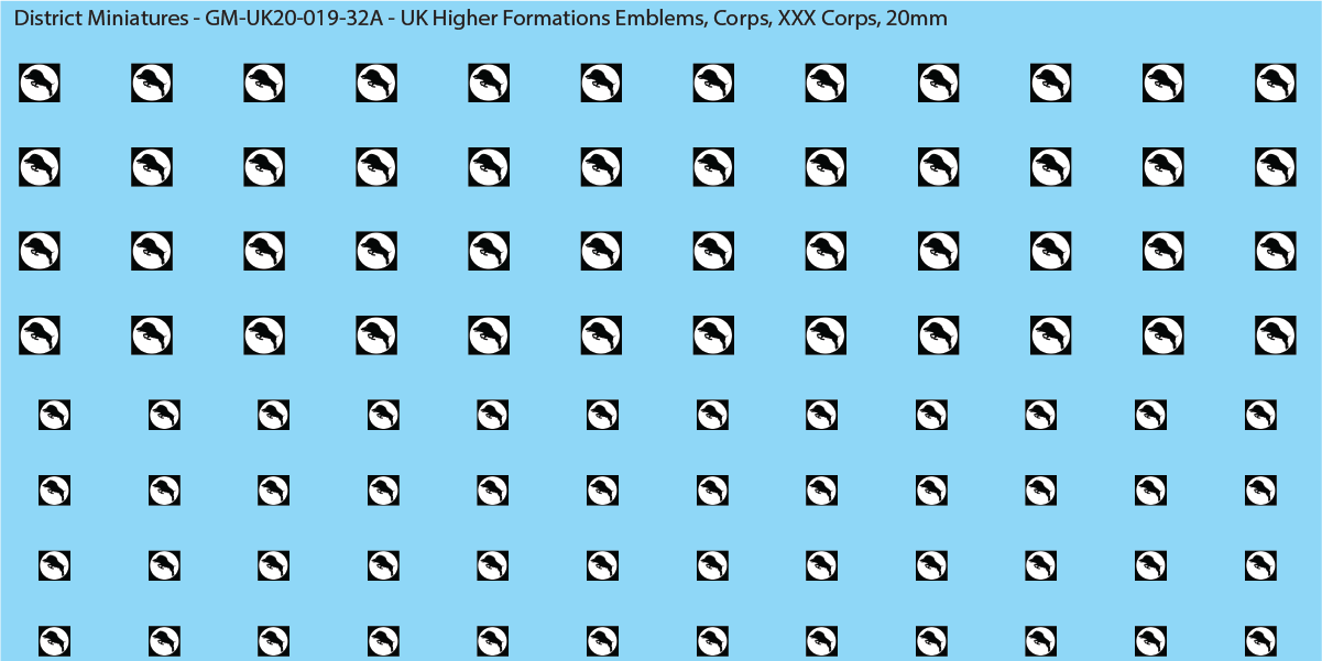 WW2 British - UK Higher Formations Emblems, 20mm Decals