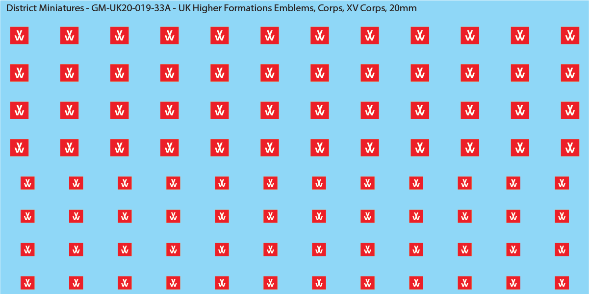 WW2 British - UK Higher Formations Emblems, 20mm Decals
