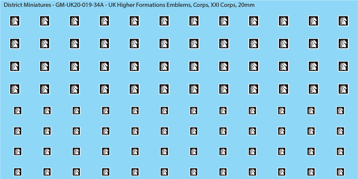 WW2 British - UK Higher Formations Emblems, 20mm Decals