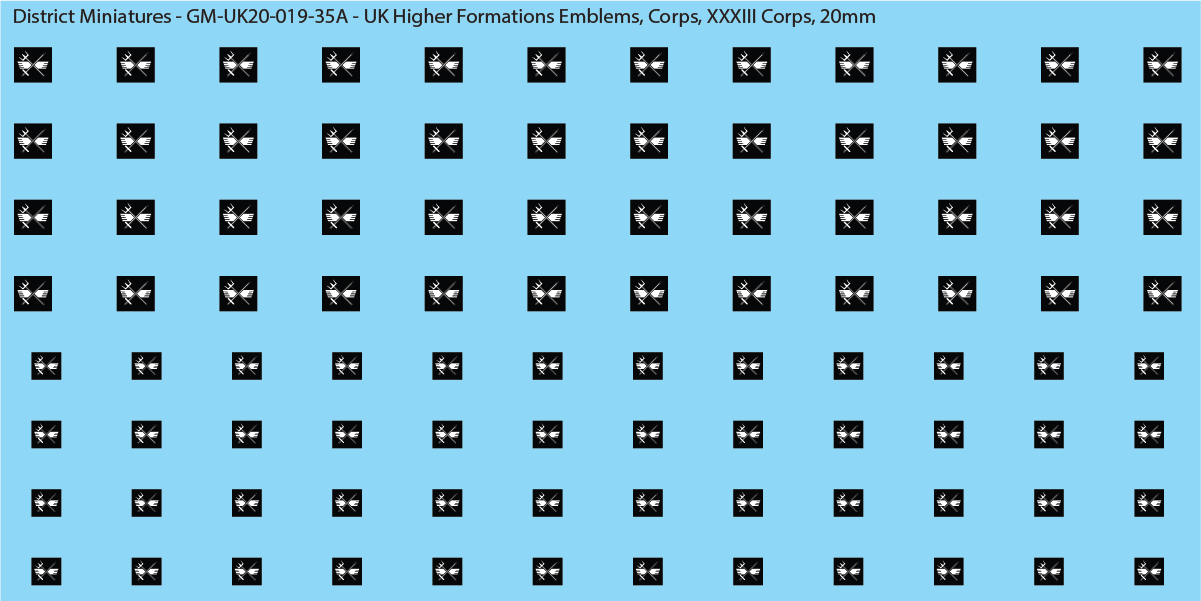 WW2 British - UK Higher Formations Emblems, 20mm Decals