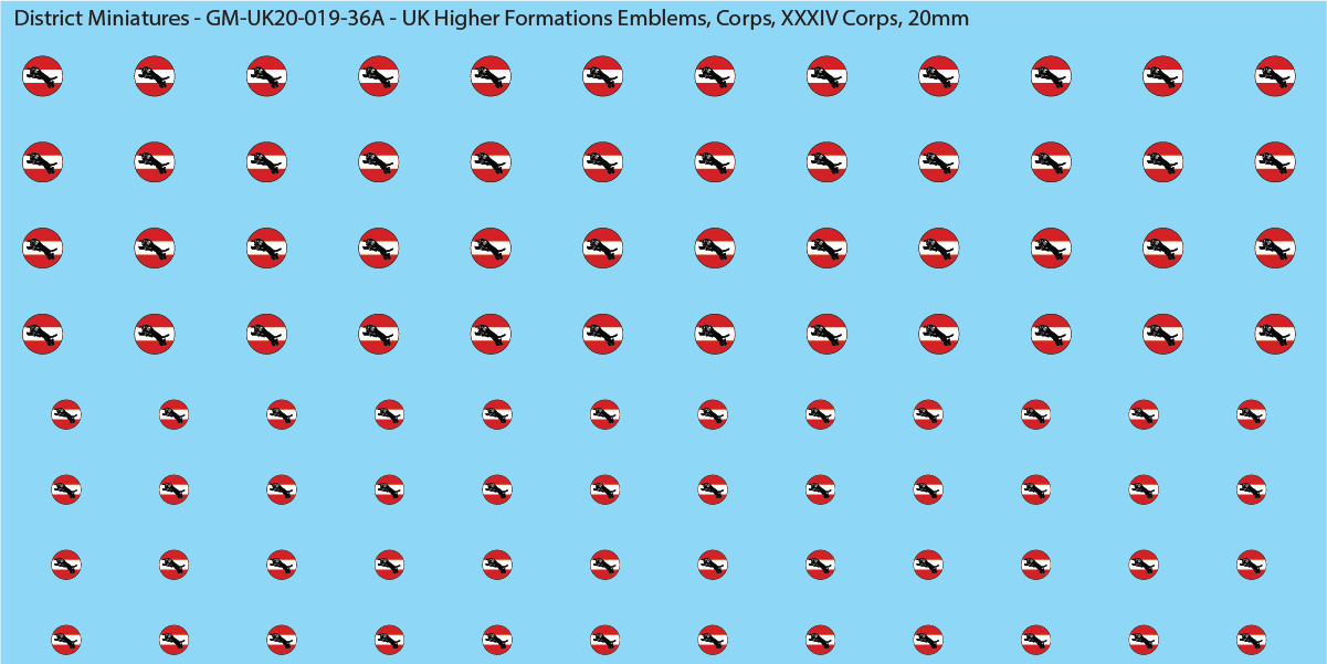 WW2 British - UK Higher Formations Emblems, 20mm Decals