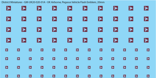 WW2 British - UK Airborne, Pegasus Vehicle Flash Emblem, 20mm Decals