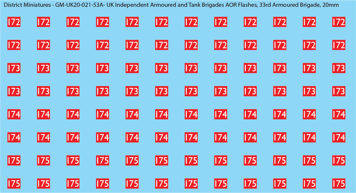 WW2 British - UK Independent Armoured and Tank Brigades AOR Flashes (Multiple Options), 20mm Decals