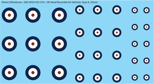 WW2 British - UK Aerial Roundels (Multiple Options), 20mm Decals