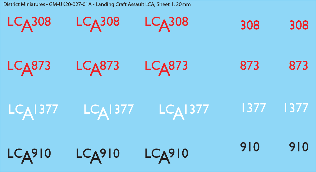 WW2 UK Landing Craft Decals (Multiple Options), 20mm Decals