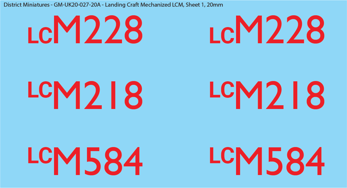 WW2 UK Landing Craft Decals (Multiple Options), 20mm Decals