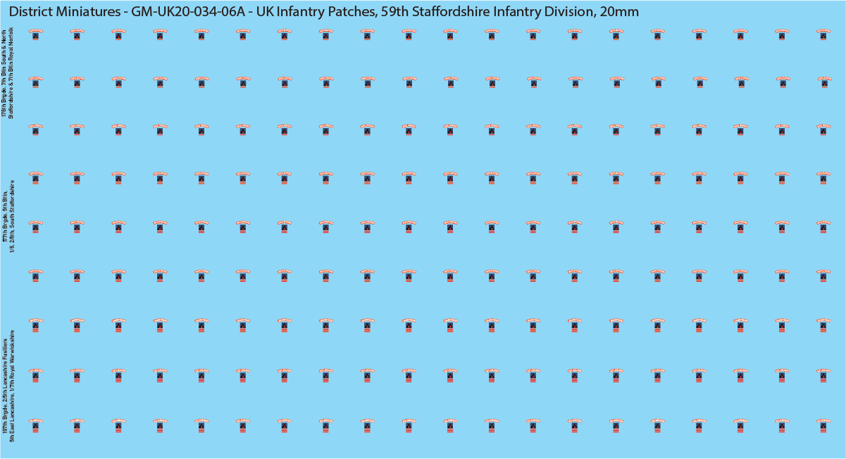 WW2 British - UK Infantry Patches (Multiple Options), 20mm Decals
