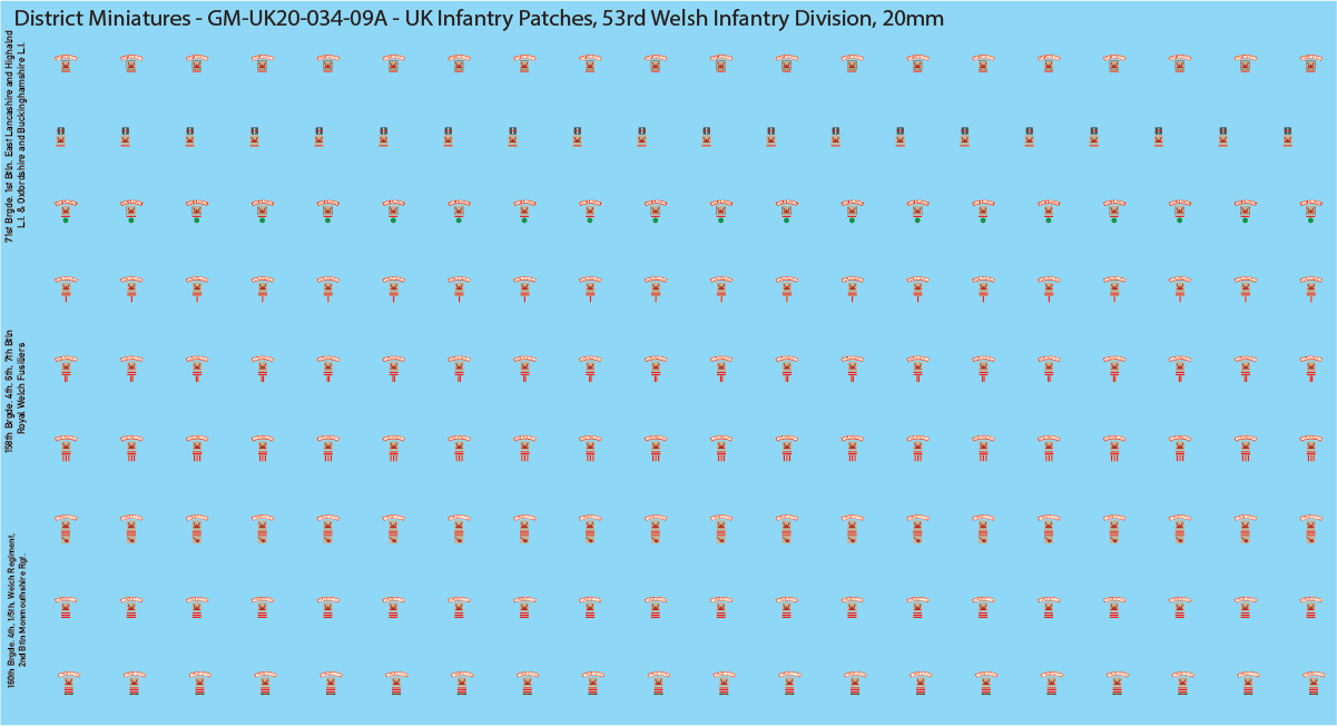 WW2 British - UK Infantry Patches (Multiple Options), 20mm Decals