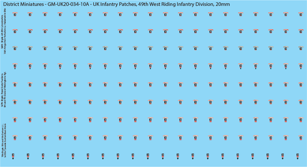 WW2 British - UK Infantry Patches (Multiple Options), 20mm Decals