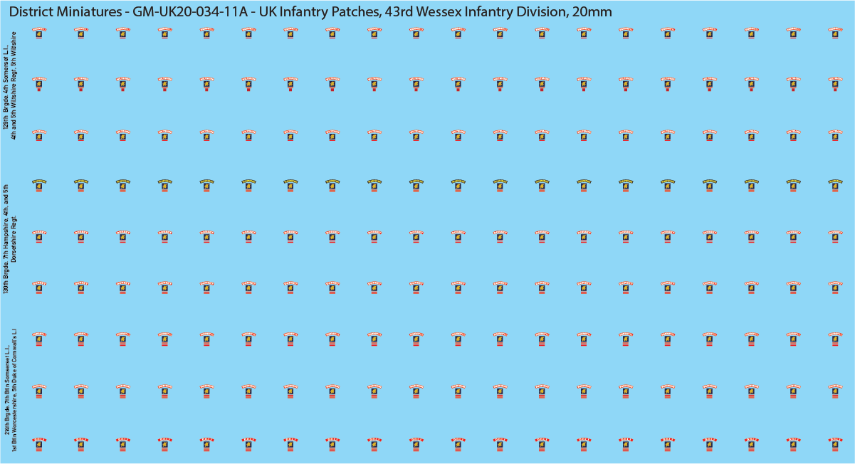 WW2 British - UK Infantry Patches (Multiple Options), 20mm Decals