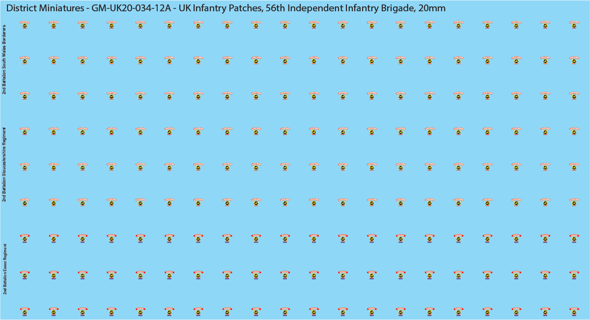 WW2 British - UK Infantry Patches (Multiple Options), 20mm Decals