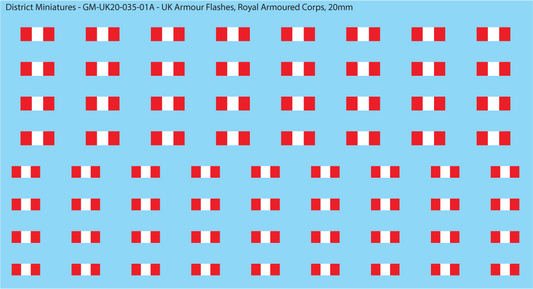 WW2 British - UK Royal Armoured Corps Flashes (Multiple Options), 20mm Decals