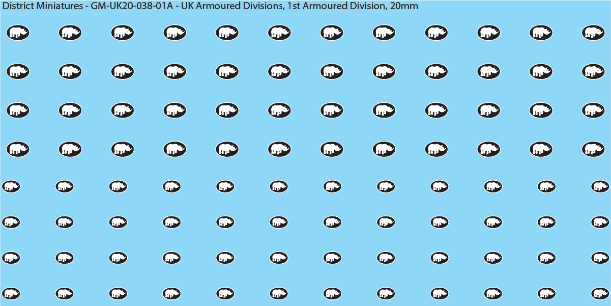 WW2 British - UK Divisional and Brigade Insignia for Armoured/Tanks (Multiple Options), 20mm Decals