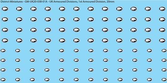 WW2 British - UK Divisional and Brigade Insignia for Armoured/Tanks (Multiple Options), 20mm Decals