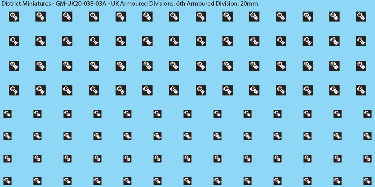 WW2 British - UK Divisional and Brigade Insignia for Armoured/Tanks (Multiple Options), 20mm Decals