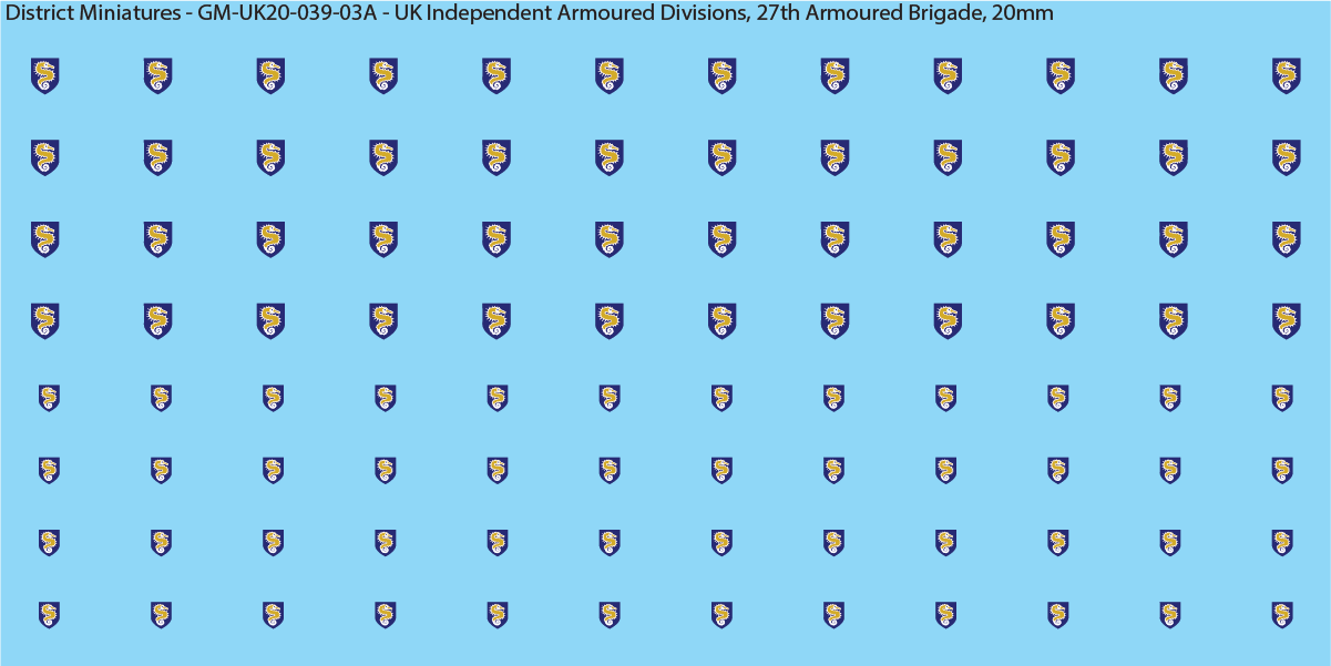 WW2 British - UK Divisional and Brigade Insignia for Armoured/Tanks (Multiple Options), 20mm Decals