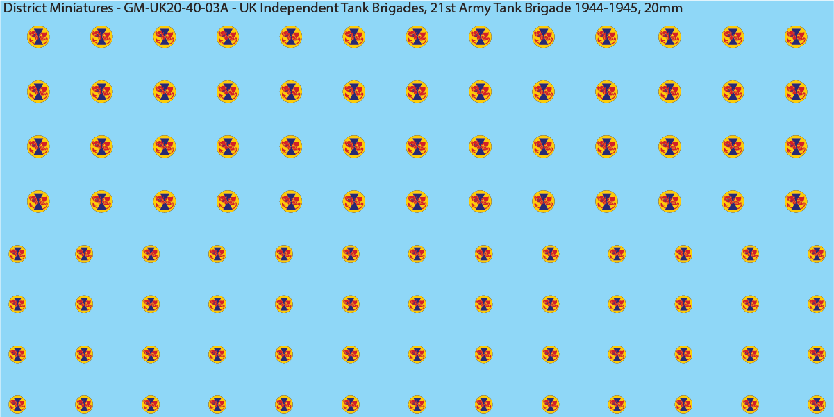 WW2 British - UK Divisional and Brigade Insignia for Armoured/Tanks (Multiple Options), 20mm Decals