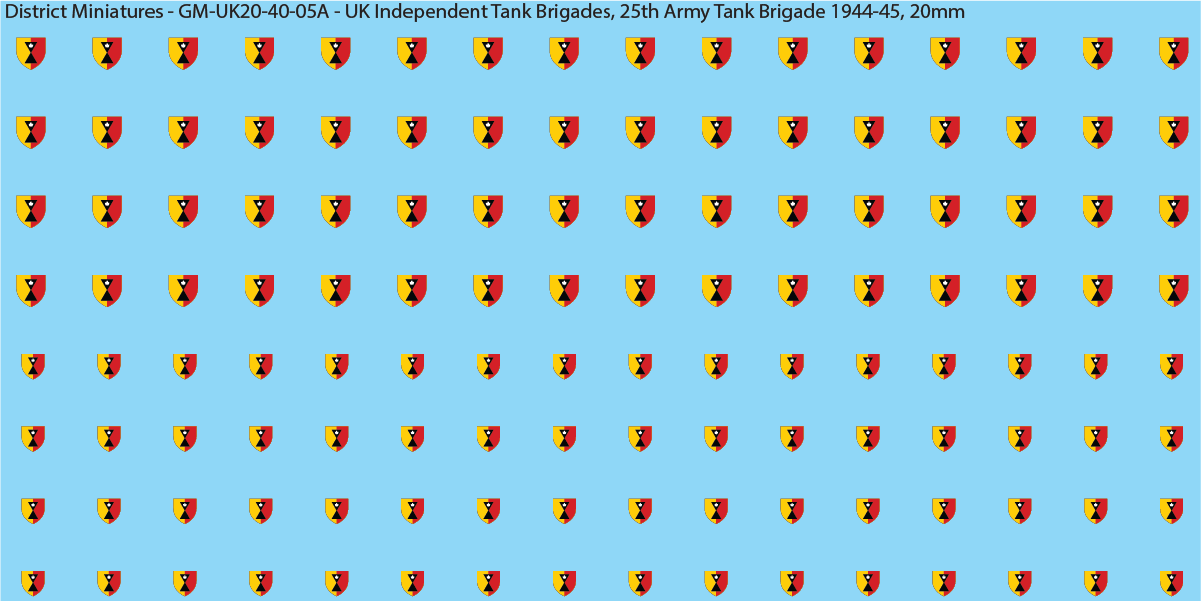 WW2 British - UK Divisional and Brigade Insignia for Armoured/Tanks (Multiple Options), 20mm Decals