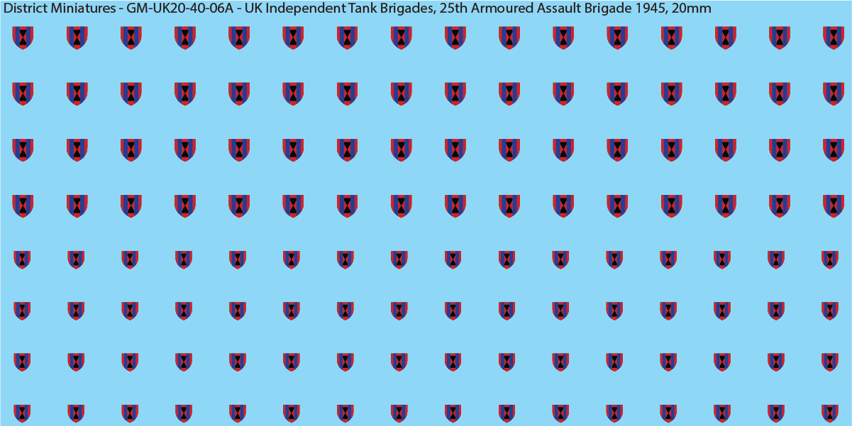 WW2 British - UK Divisional and Brigade Insignia for Armoured/Tanks (Multiple Options), 20mm Decals