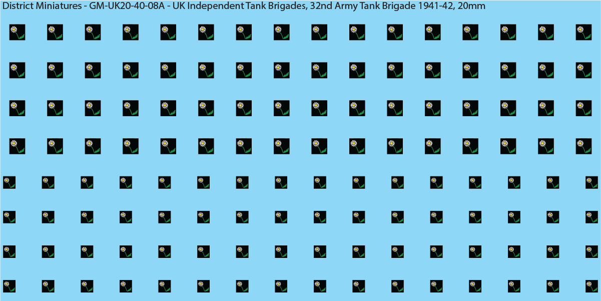 WW2 British - UK Divisional and Brigade Insignia for Armoured/Tanks (Multiple Options), 20mm Decals
