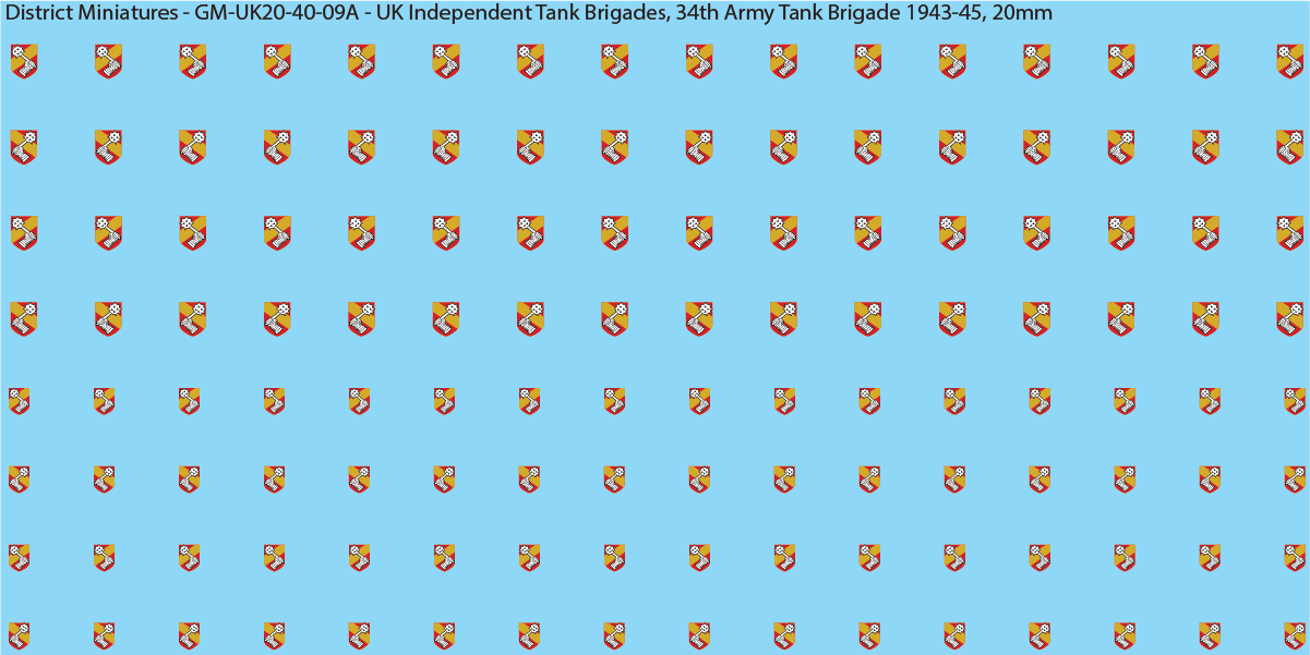 WW2 British - UK Divisional and Brigade Insignia for Armoured/Tanks (Multiple Options), 20mm Decals