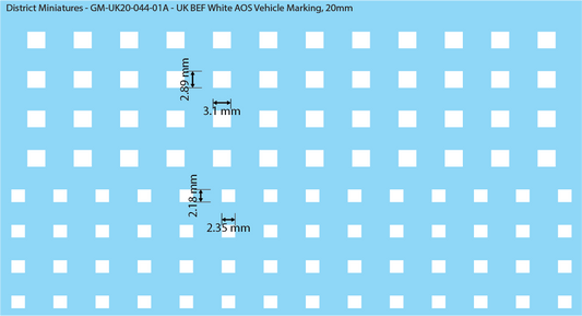 WW2 British - UK BEF White AOS Markings, 20mm Decals
