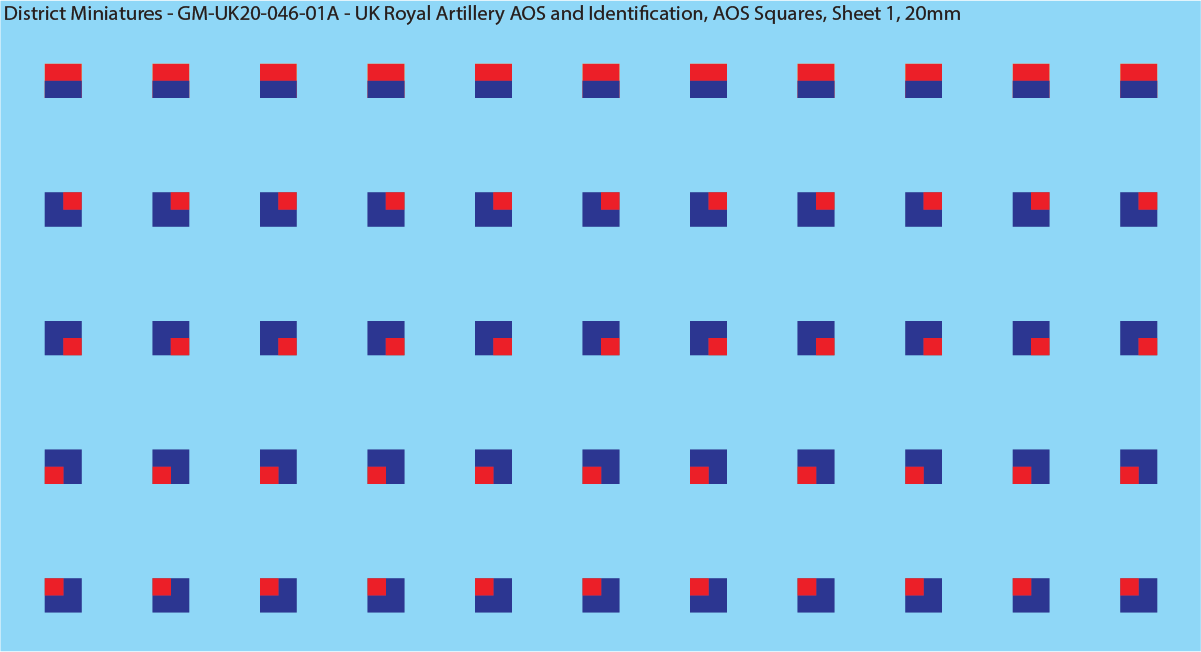 WW2 British - UK Royal Artillery AOS and Identification (Multiple Options), 20mm Decals