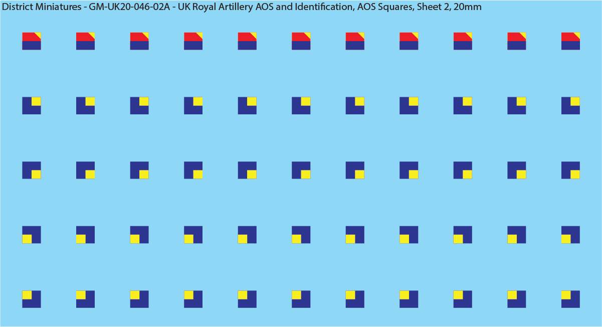 WW2 British - UK Royal Artillery AOS and Identification (Multiple Options), 20mm Decals