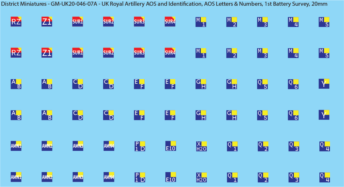 WW2 British - UK Royal Artillery AOS and Identification (Multiple Options), 20mm Decals