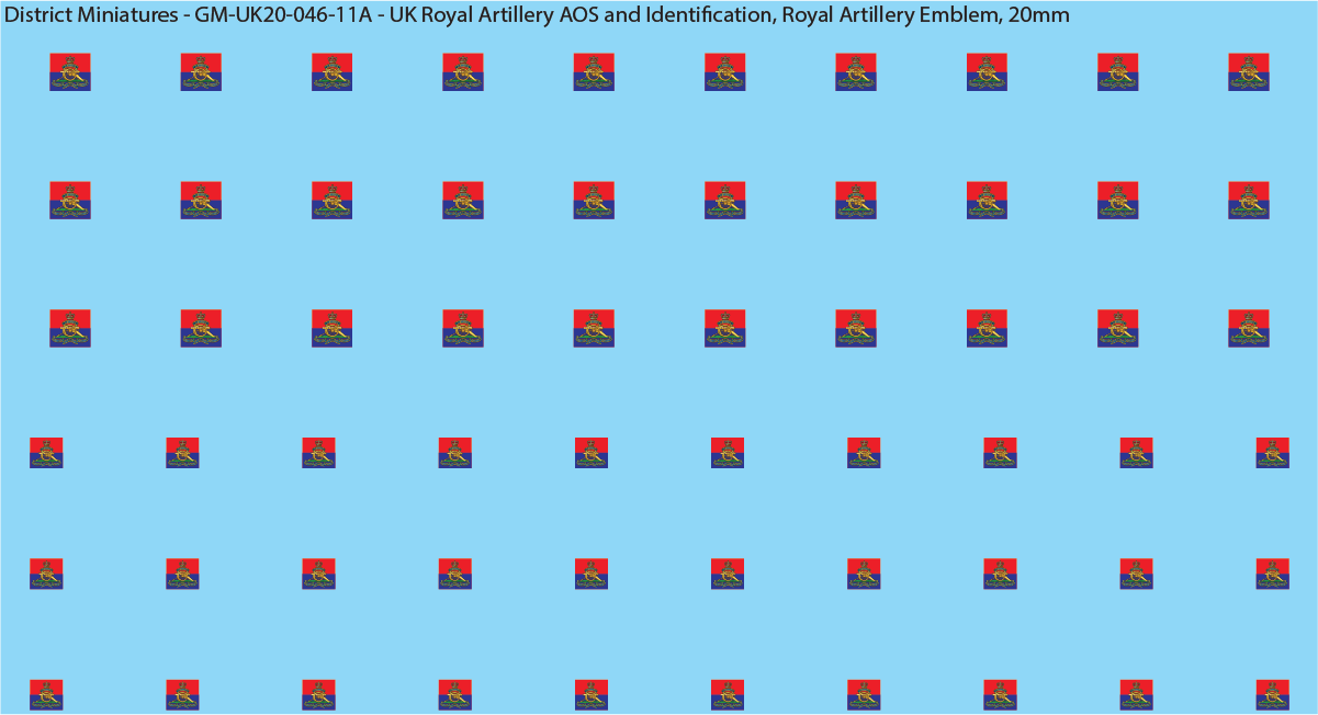 WW2 British - UK Royal Artillery AOS and Identification (Multiple Options), 20mm Decals