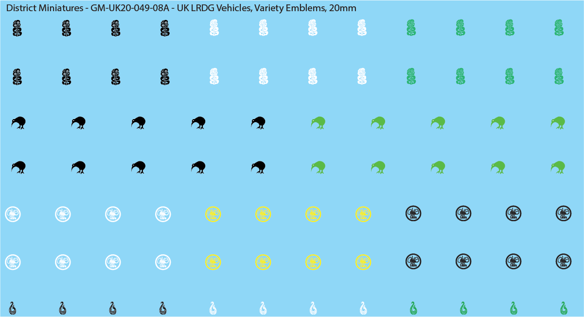 WW2 British - UK LRDG Vehicles and Patrol Markings (Multiple Options), 20mm Decals