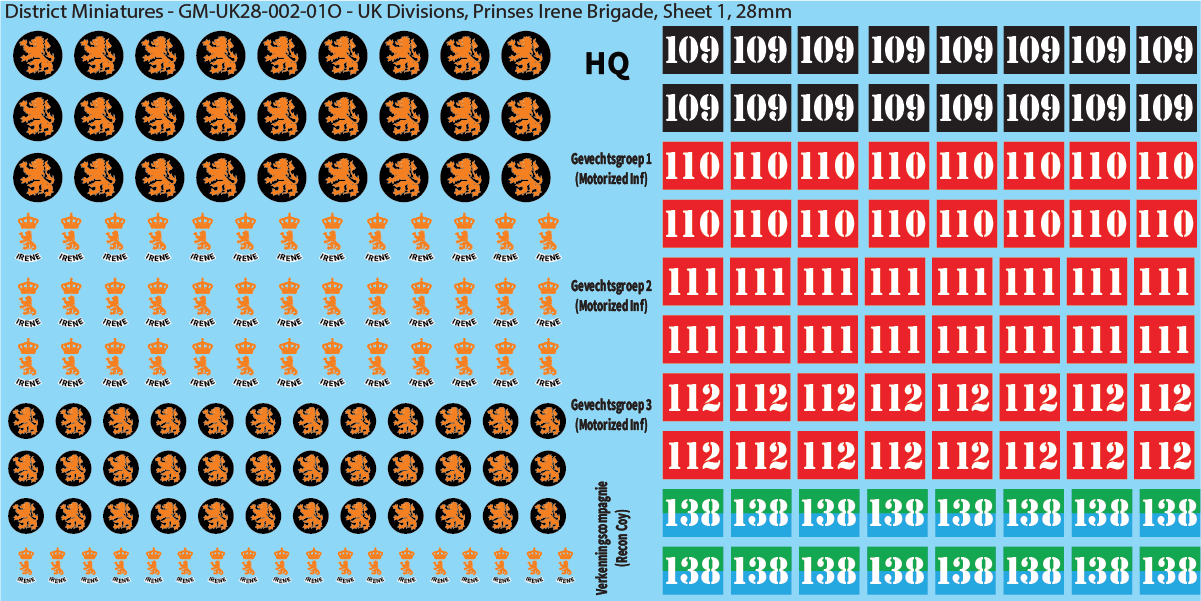 WW2 British - UK Infantry Divisions (Vehicles), 28mm Decals