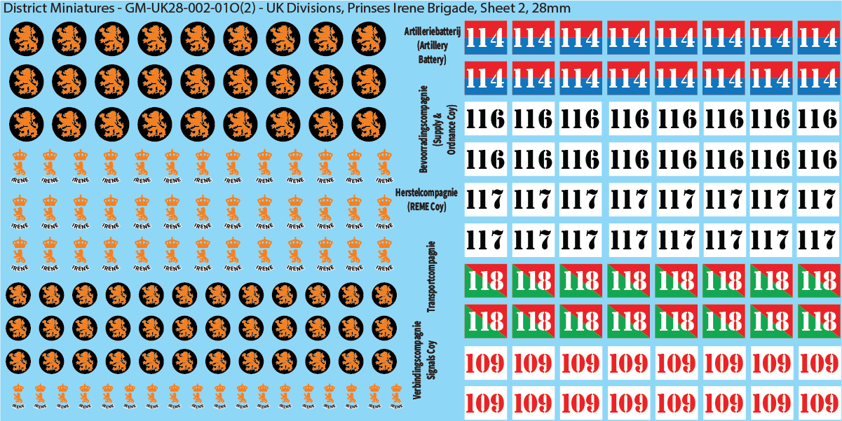 WW2 British - UK Infantry Divisions (Vehicles), 28mm Decals