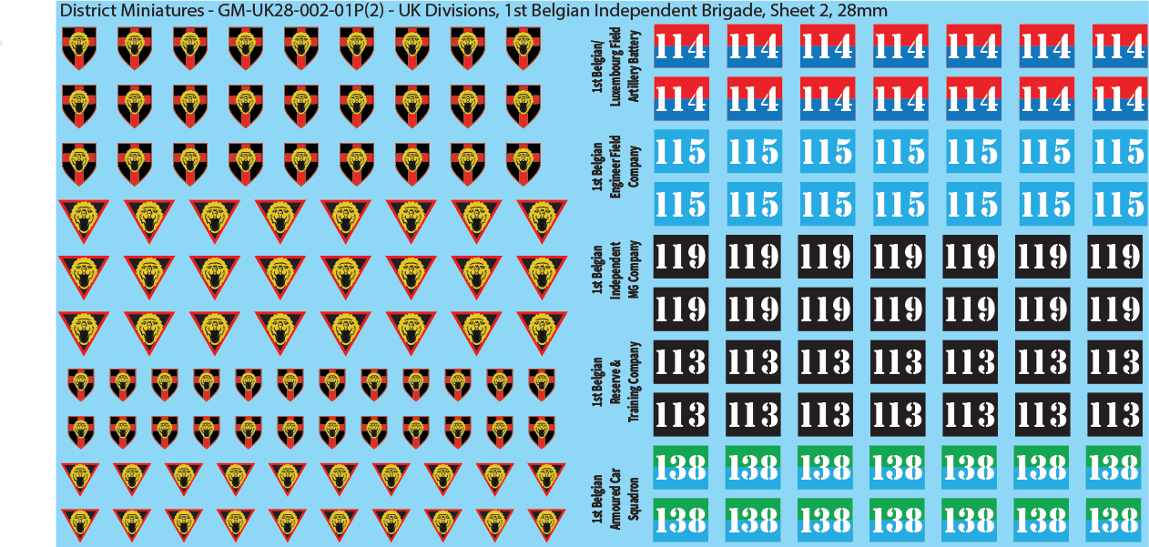 WW2 British - UK Infantry Divisions (Vehicles), 28mm Decals