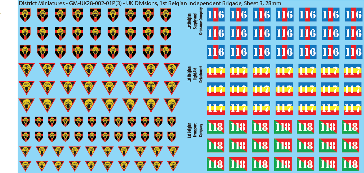 WW2 British - UK Infantry Divisions (Vehicles), 28mm Decals