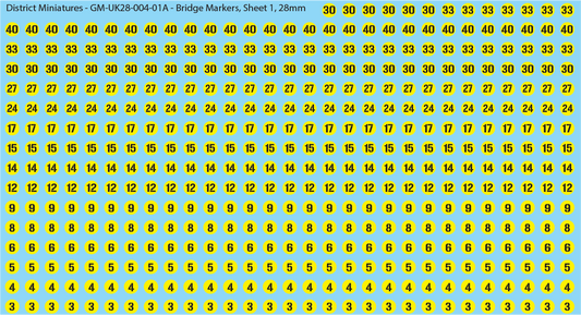 WW2 British - Bridge Weight Markers, 28mm Decals