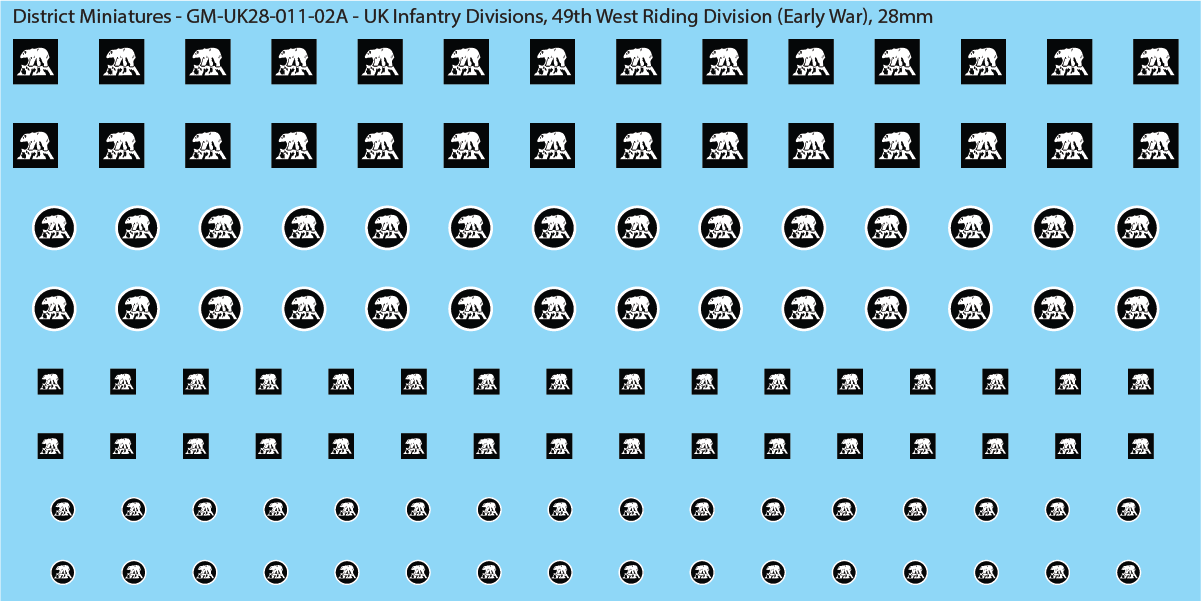 WW2 British - UK Infantry Divisions (Vehicles), 28mm Decals