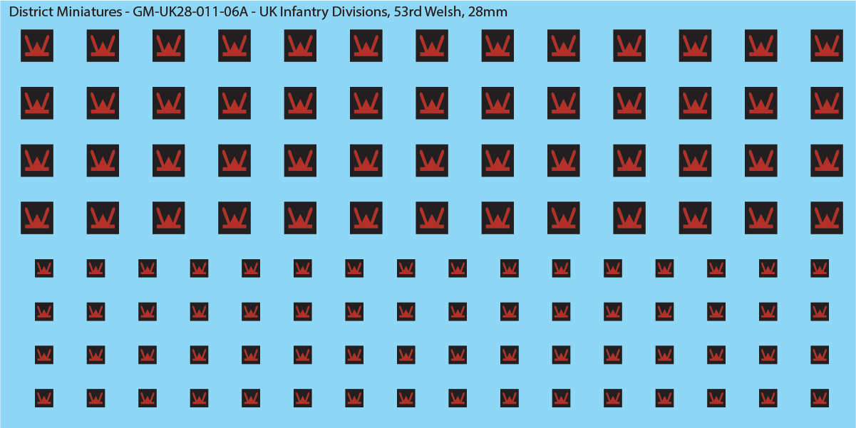 WW2 British - UK Infantry Divisions (Vehicles), 28mm Decals