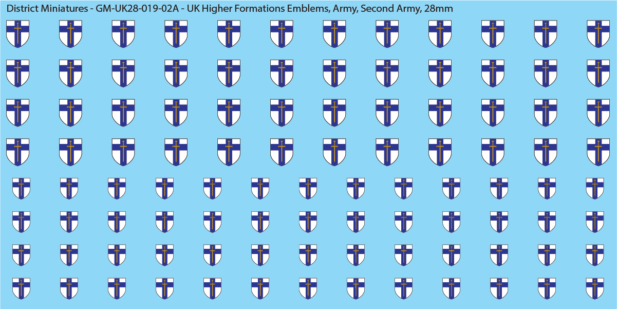 WW2 British - UK Higher Formations Emblems, 28mm Decals