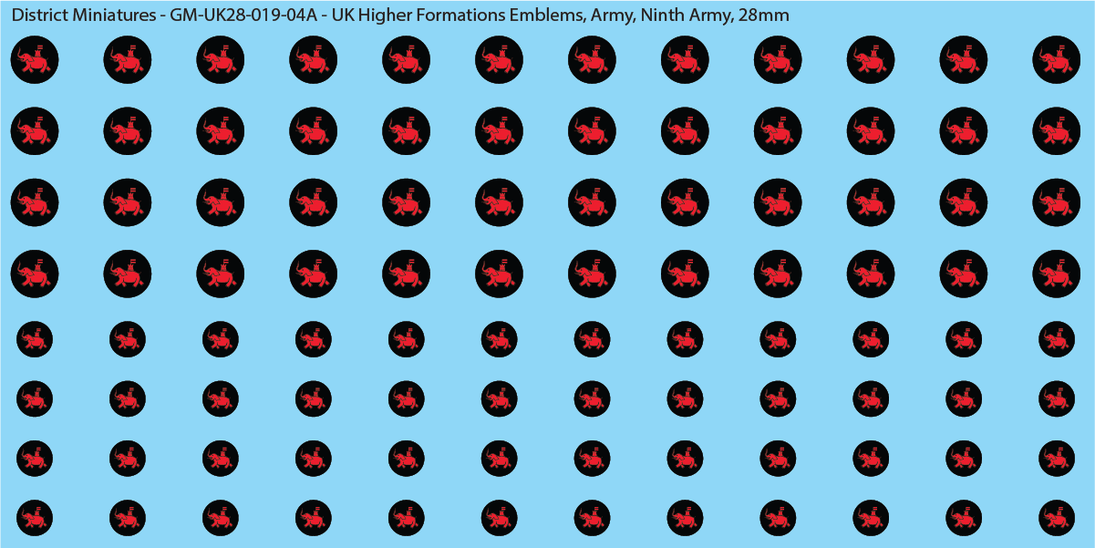 WW2 British - UK Higher Formations Emblems, 28mm Decals