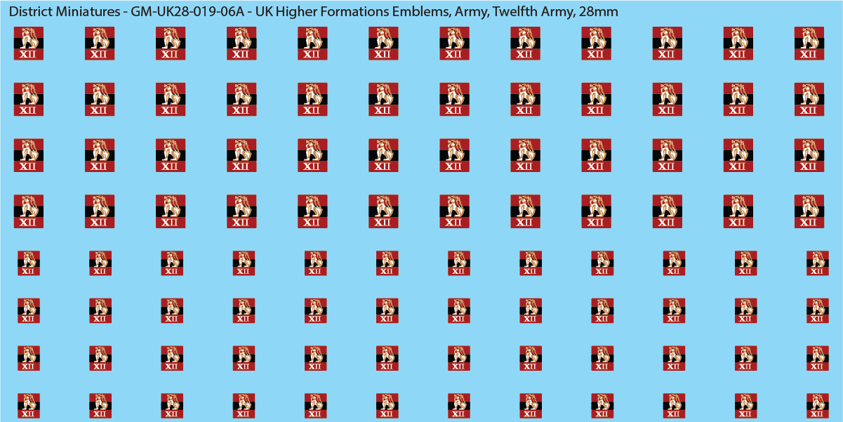 WW2 British - UK Higher Formations Emblems, 28mm Decals