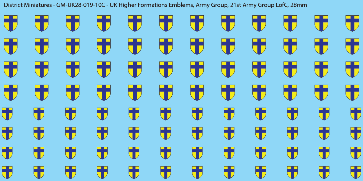 WW2 British - UK Higher Formations Emblems, 28mm Decals
