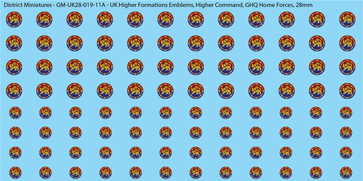 WW2 British - UK Higher Formations Emblems, 28mm Decals