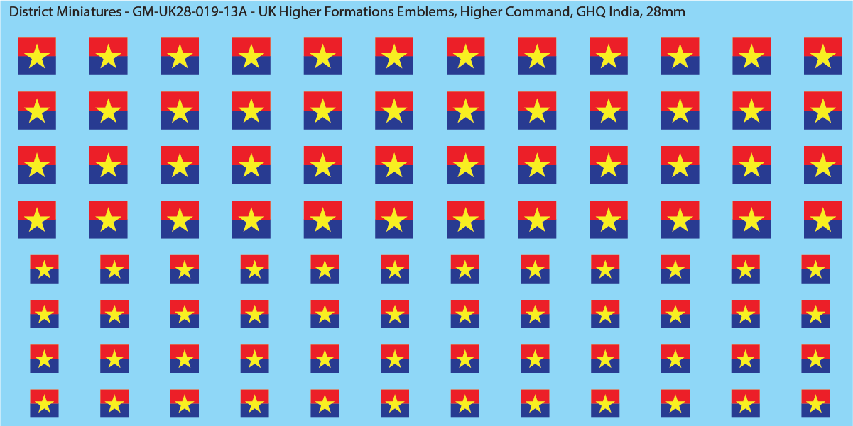 WW2 British - UK Higher Formations Emblems, 28mm Decals