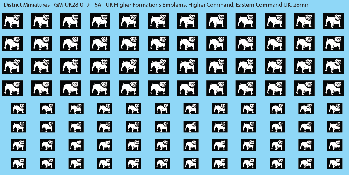 WW2 British - UK Higher Formations Emblems, 28mm Decals