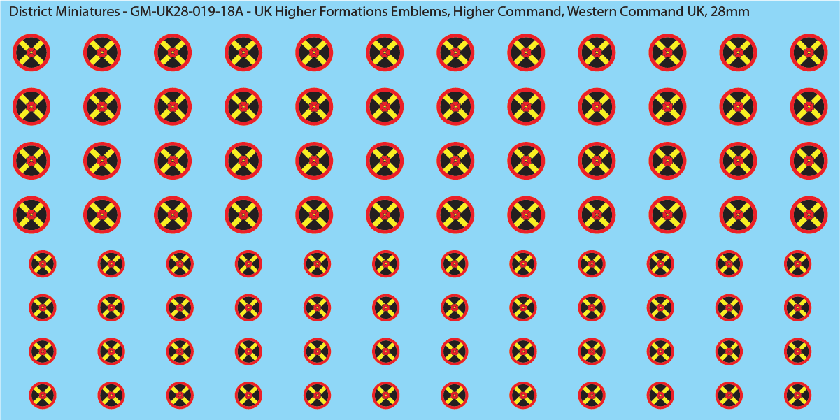 WW2 British - UK Higher Formations Emblems, 28mm Decals