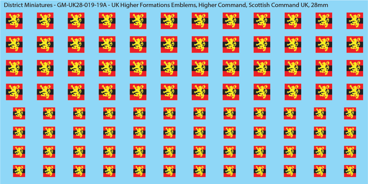 WW2 British - UK Higher Formations Emblems, 28mm Decals