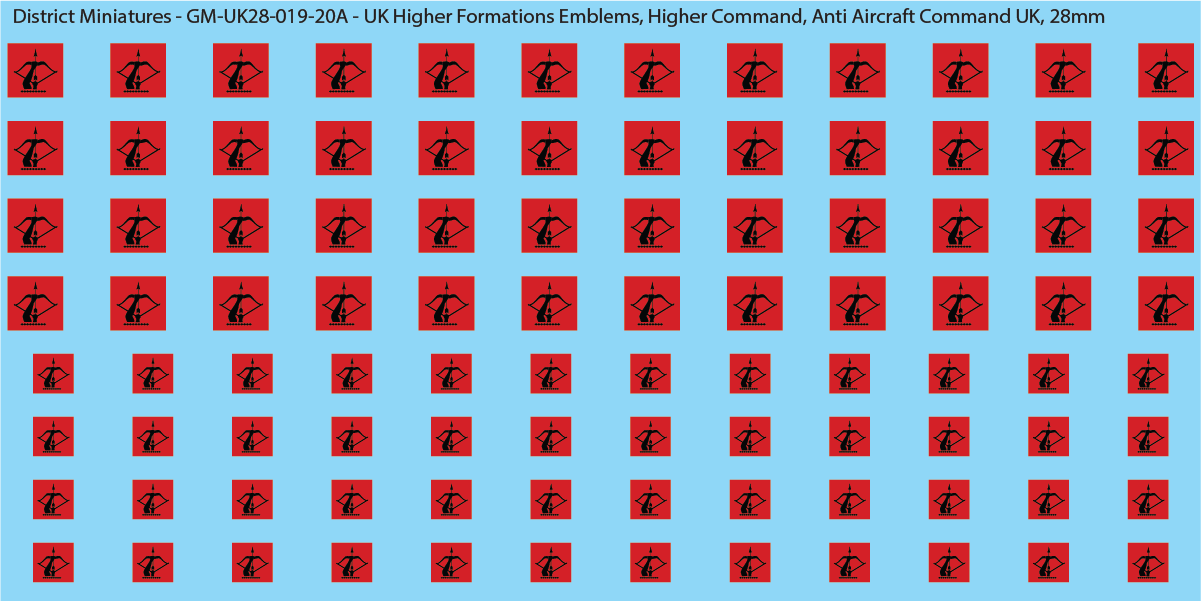 WW2 British - UK Higher Formations Emblems, 28mm Decals
