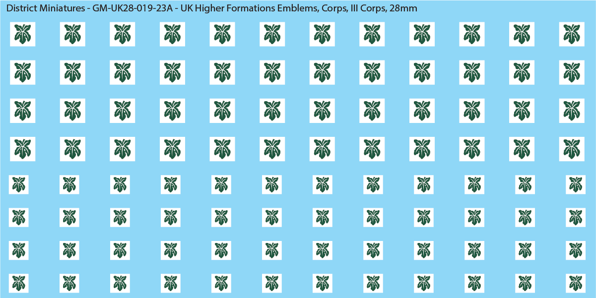 WW2 British - UK Higher Formations Emblems, 28mm Decals